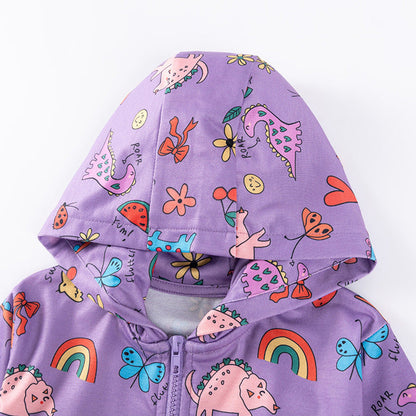 MyKids-USA® Girls Animals and Flowers Cartoon Pattern Long Sleeves Zip-up Coat