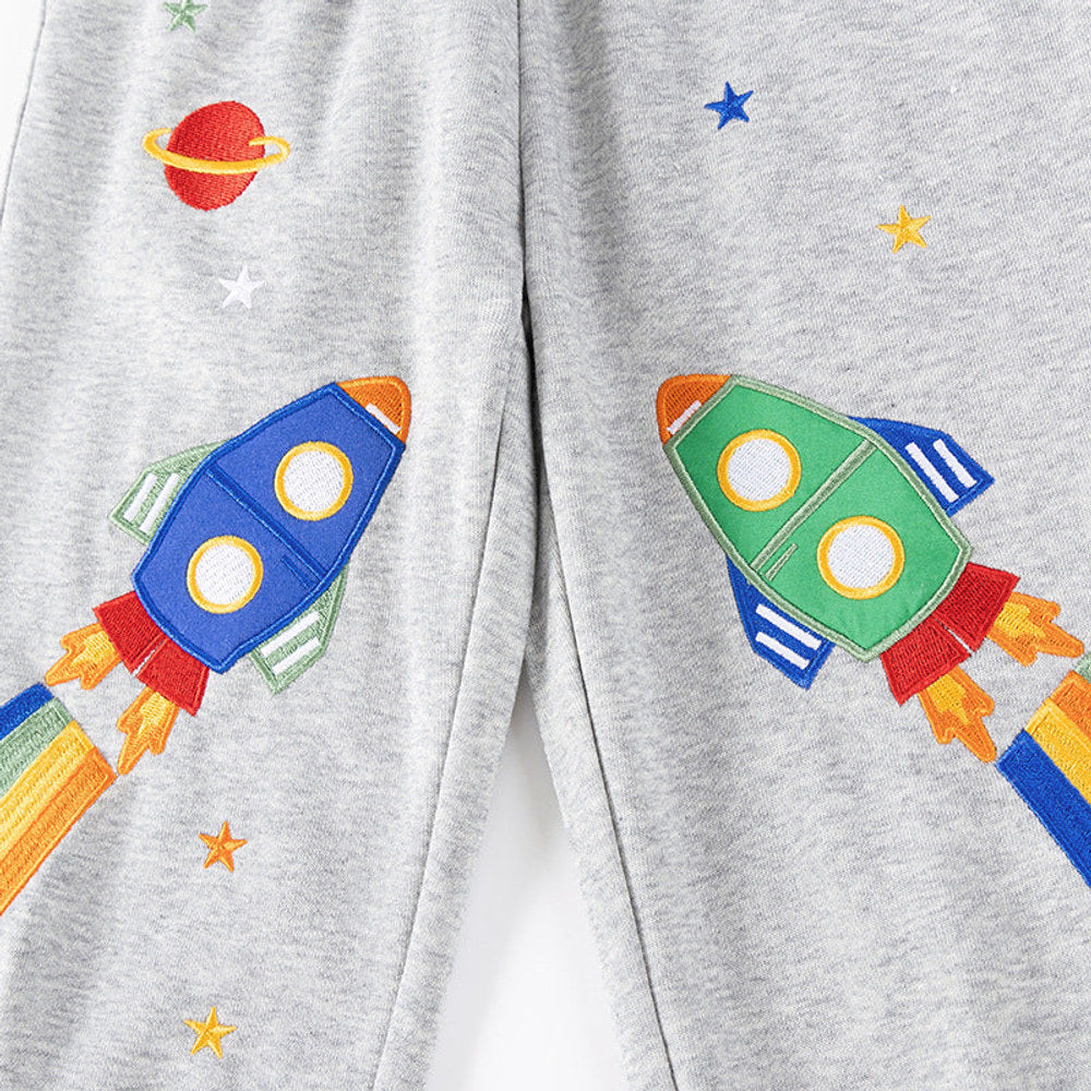 MyKids-USA® Boys Rockets and Stars Pattern Long Sleeves Top Sweatshirt and Pants Clothing Set