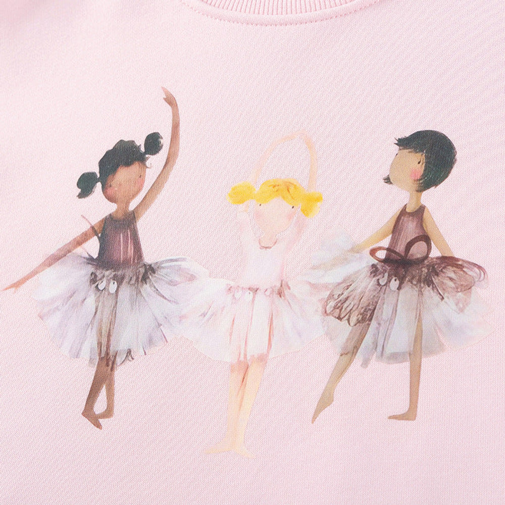 MyKids-USA® Girls Dancers Cartoon Pattern Long Sleeves Sweatshirt and Beige Pants Clothing Set