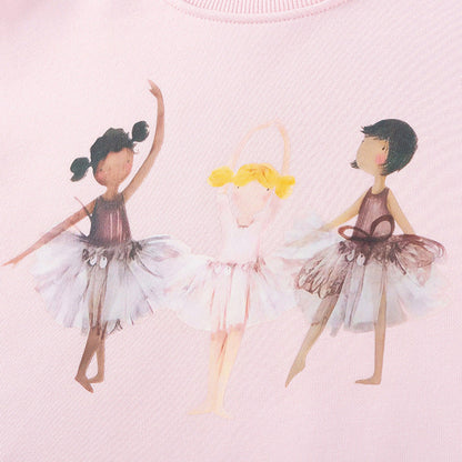 MyKids-USA® Girls Dancers Cartoon Pattern Long Sleeves Sweatshirt and Beige Pants Clothing Set