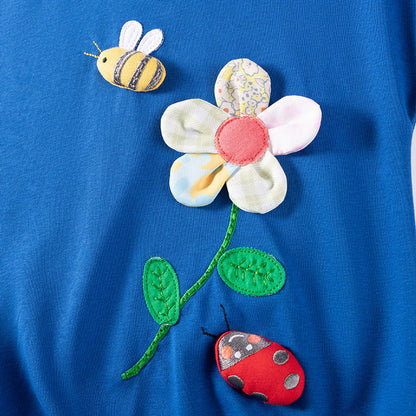 MyKids-USA® Girls Flower and Insects Cartoon Pattern Long Sleeves Sweatshirt and Pants Clothing Set