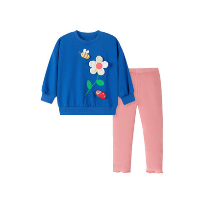 MyKids-USA® Girls Flower and Insects Cartoon Pattern Long Sleeves Sweatshirt and Pants Clothing Set