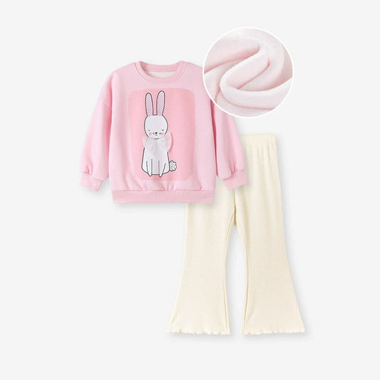 MyKids-USA® Girls Rabbit Cartoon Pattern Long Sleeves Sweatshirt and Pants Clothing Set