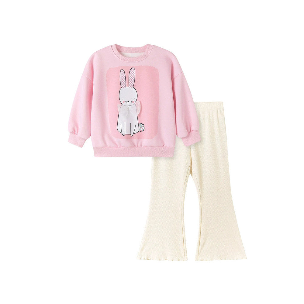 MyKids-USA® Girls Rabbit Cartoon Pattern Long Sleeves Sweatshirt and Pants Clothing Set