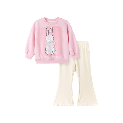 MyKids-USA® Girls Rabbit Cartoon Pattern Long Sleeves Sweatshirt and Pants Clothing Set
