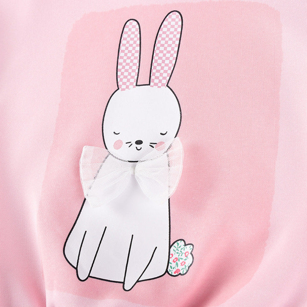 MyKids-USA® Girls Rabbit Cartoon Pattern Long Sleeves Sweatshirt and Pants Clothing Set