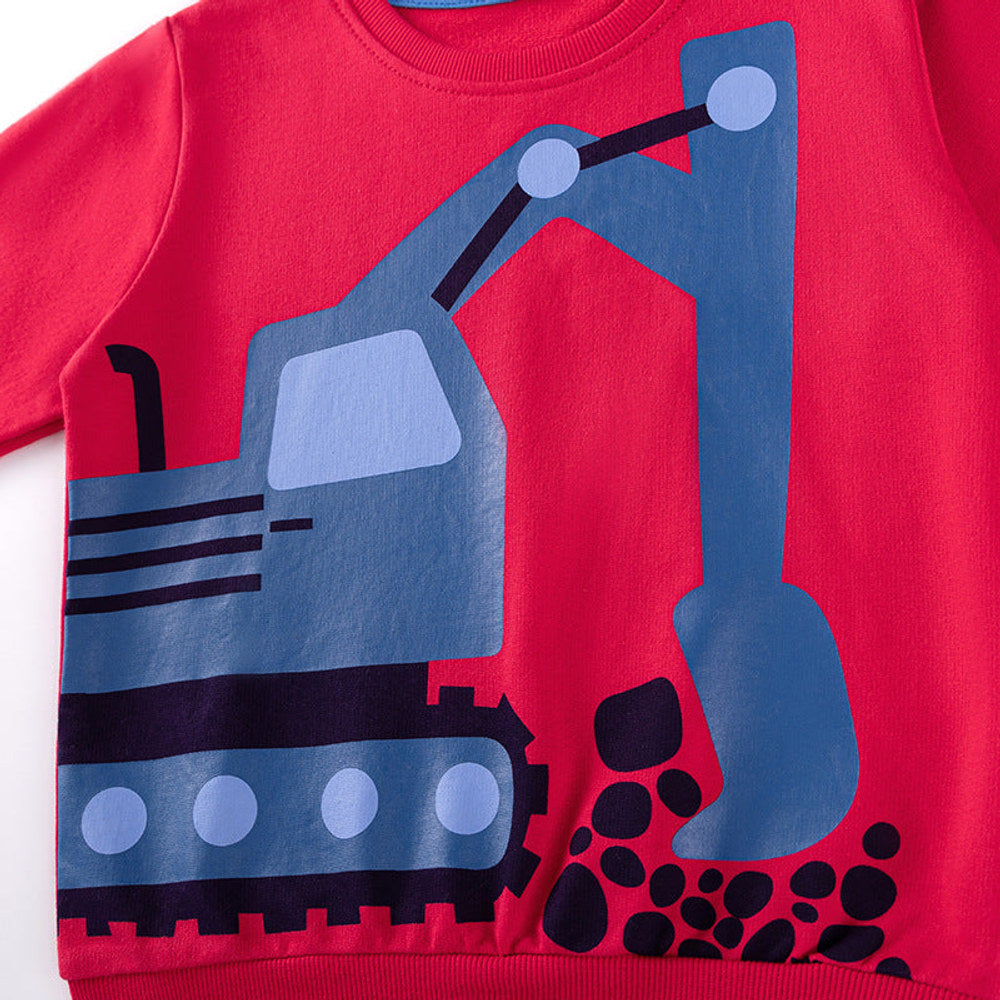 MyKids-USA® Boys Excavator Cartoon Pattern Long Sleeves Sweatshirt and Pants Clothing Set