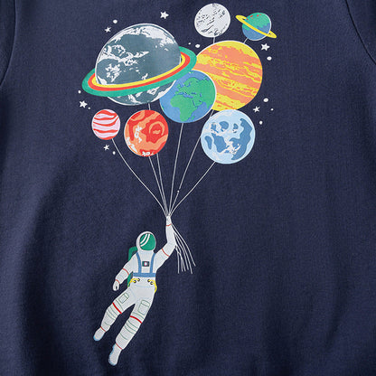 MyKids-USA® Boys Astronaut Cartoon Pattern Long Sleeves Sweatshirt and Pants Clothing Set