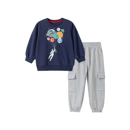 MyKids-USA® Boys Astronaut Cartoon Pattern Long Sleeves Sweatshirt and Pants Clothing Set