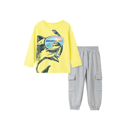 MyKids-USA® Boys Shark Cartoon Pattern Long Sleeves Sweatshirt and Pants Clothing Set