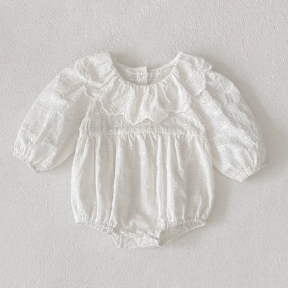MyKids-USA® Baby Girls French Style Solid Color Flowers Embroidered Pattern Long-sleeved bodysuit and Dress – Princess Sister Matching Set