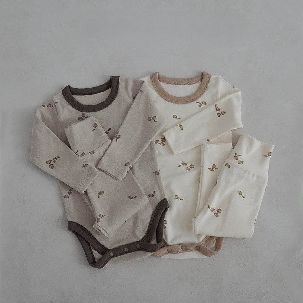 MyKids-USA® Baby Unisex Long Sleeves Simple Fruits Pattern bodysuit and Pants Sets