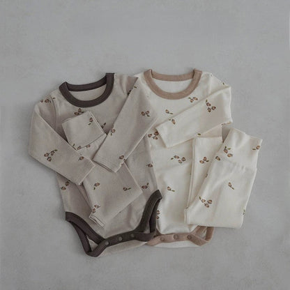 MyKids-USA® Baby Unisex Long Sleeves Simple Fruits Pattern bodysuit and Pants Sets