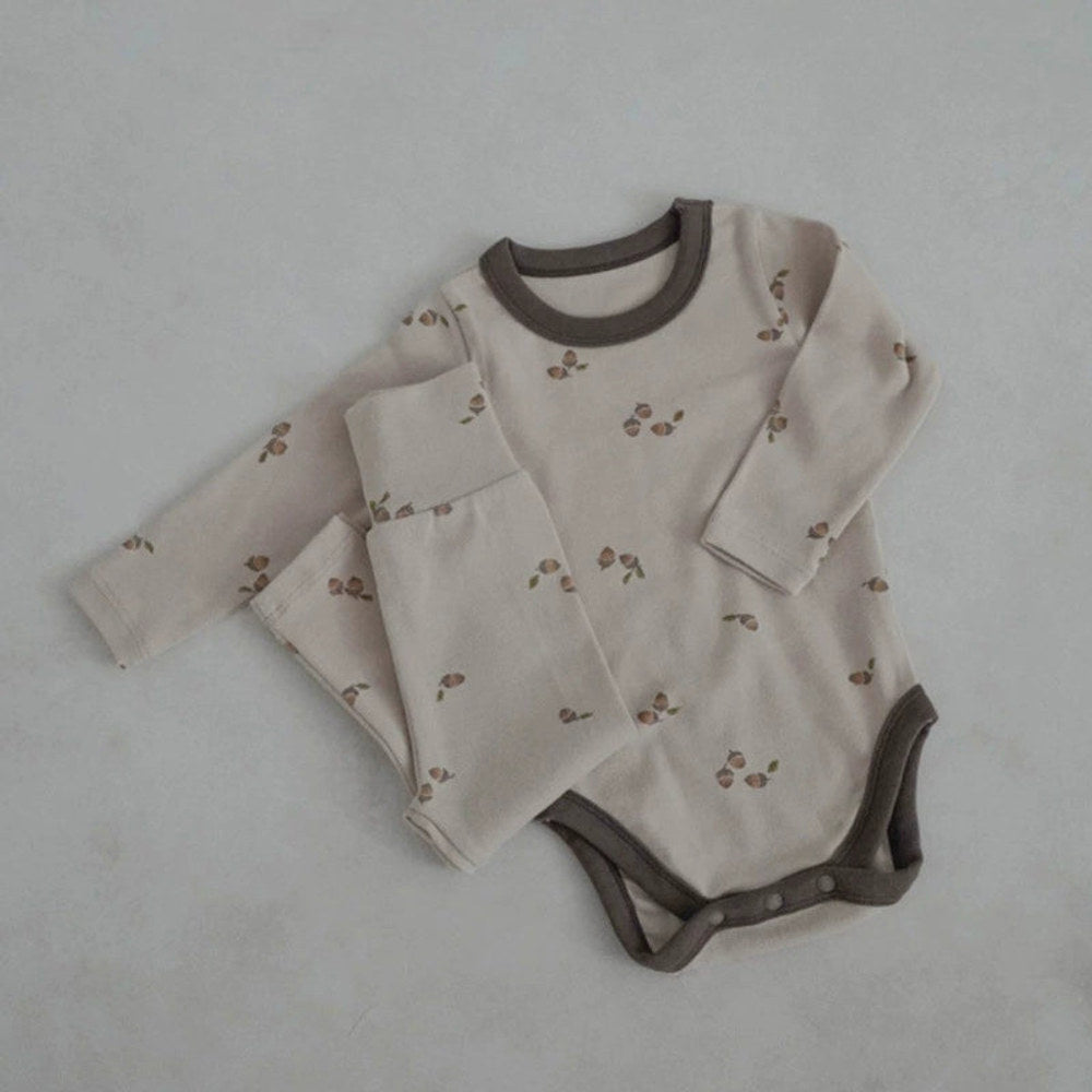 MyKids-USA® Baby Unisex Long Sleeves Simple Fruits Pattern bodysuit and Pants Sets