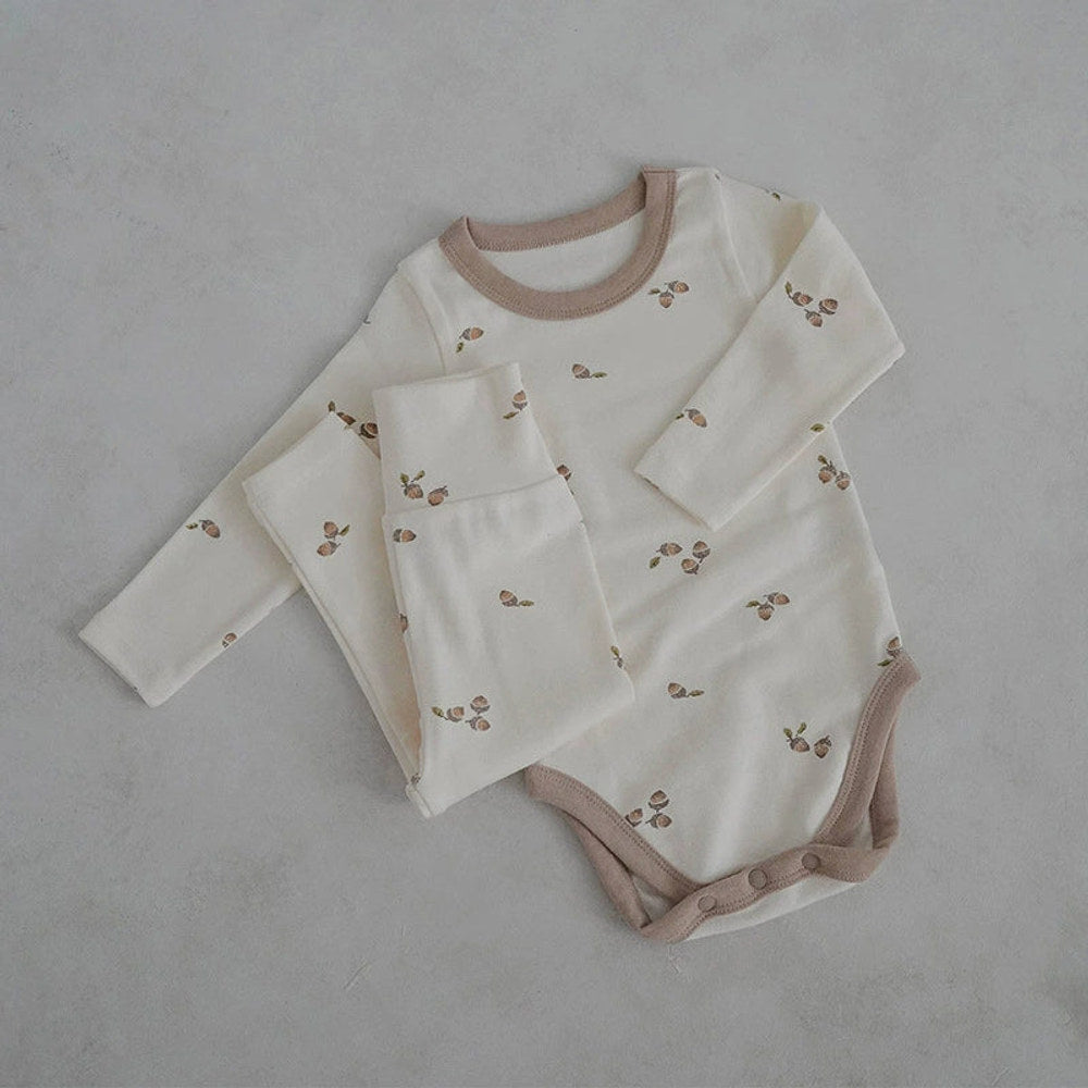 MyKids-USA® Baby Unisex Long Sleeves Simple Fruits Pattern bodysuit and Pants Sets
