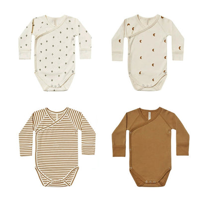 MyKids-USA® Baby Unisex Long Sleeves Simple Pattern V Neck bodysuit, Pants and Hat Sets