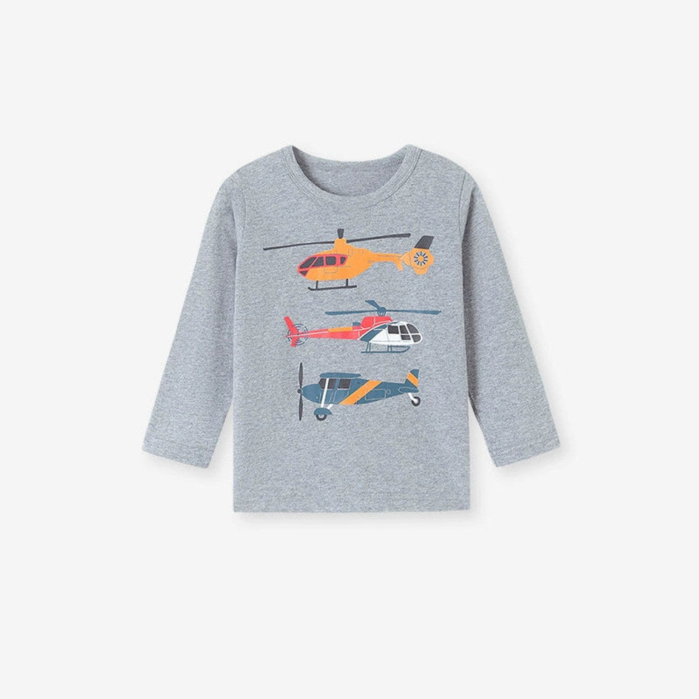MyKids-USA® Autumn Arrival Kids Boys Aircrafts Cartoon Pattern Crew Neck Long Sleeves Top Sweatshirt