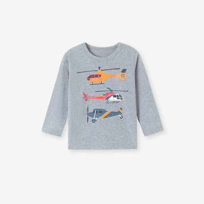 MyKids-USA® Autumn Arrival Kids Boys Aircrafts Cartoon Pattern Crew Neck Long Sleeves Top Sweatshirt