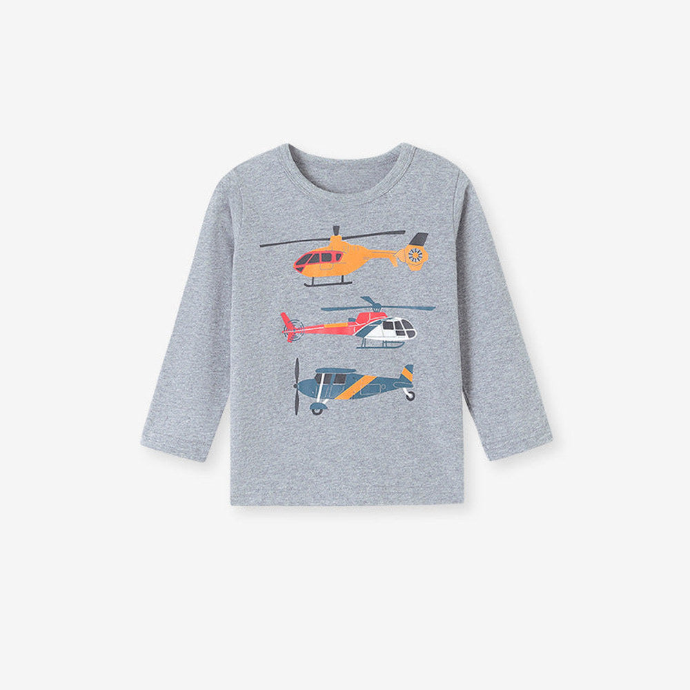 MyKids-USA® Autumn Arrival Kids Boys Aircrafts Cartoon Pattern Crew Neck Long Sleeves Top Sweatshirt