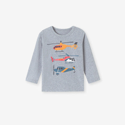 MyKids-USA® Autumn Arrival Kids Boys Aircrafts Cartoon Pattern Crew Neck Long Sleeves Top Sweatshirt