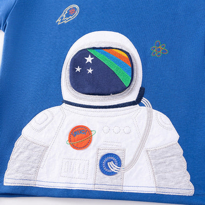 MyKids-USA® Kids Boys Astronaut Cartoon Pattern Crew Neck Long Sleeves Top Sweatshirt