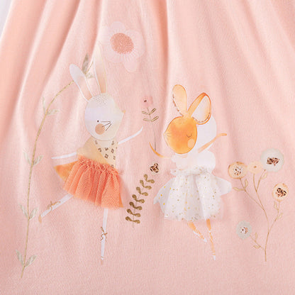 MyKids-USA® Cartoon Animals Pattern Long Sleeves Crew Neck Dress for Stylish Girls