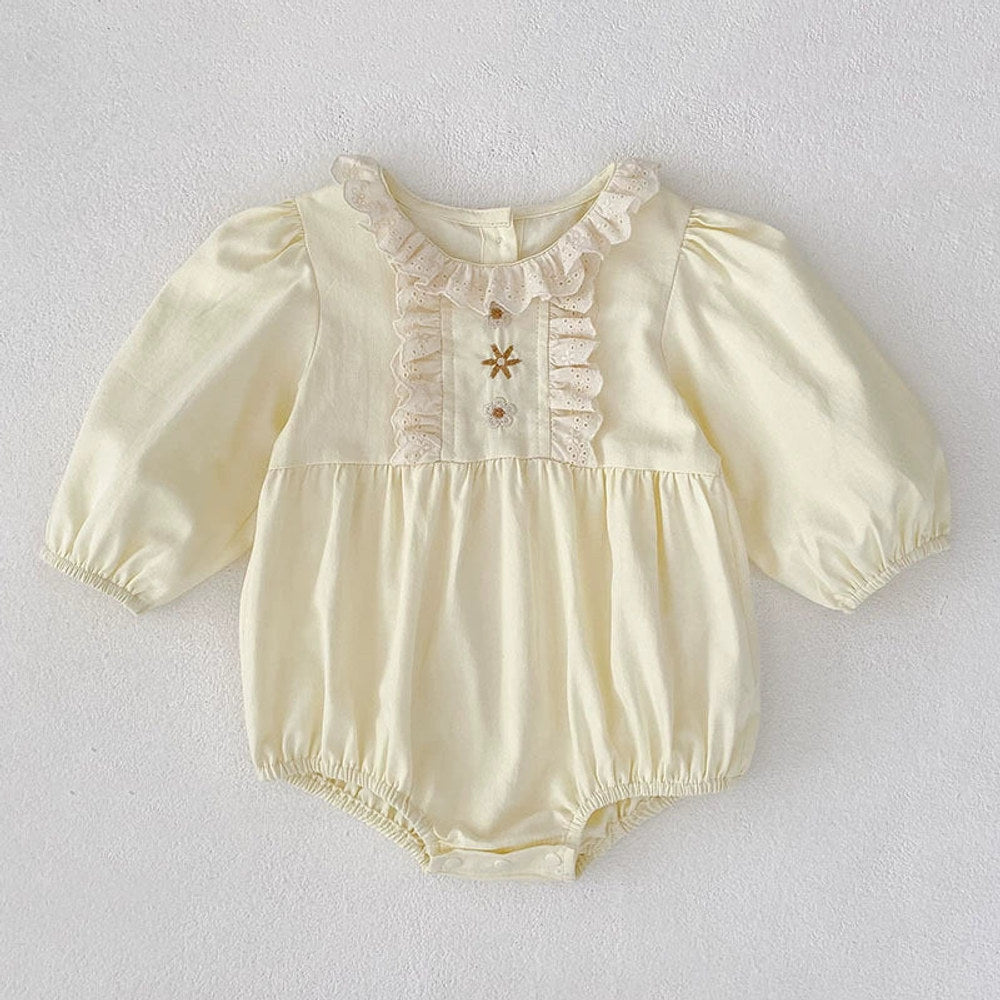 MyKids-USA® Baby Girls French Style Flowers Embroidered Pattern Long-sleeved bodysuit and Dress – Princess Sister Matching Set