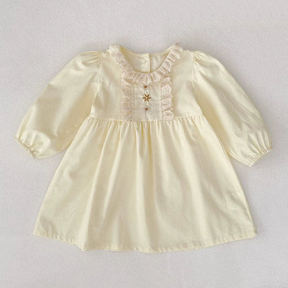 MyKids-USA® Baby Girls French Style Flowers Embroidered Pattern Long-sleeved bodysuit and Dress – Princess Sister Matching Set