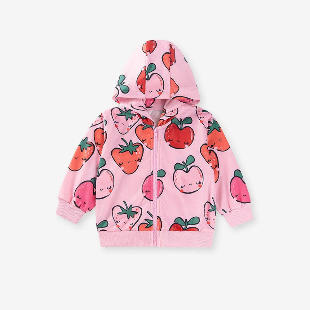 MyKids-USA® Girls Fruits Cartoon Pattern Long Sleeves Zip-up Coat