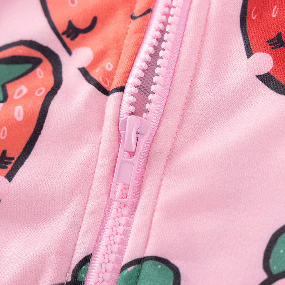 MyKids-USA® Girls Fruits Cartoon Pattern Long Sleeves Zip-up Coat