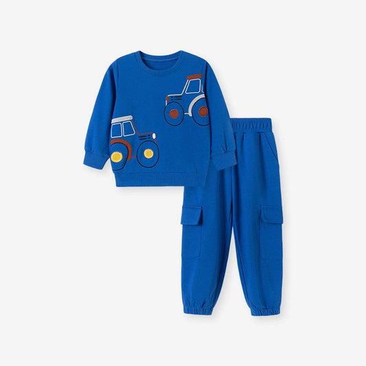 MyKids-USA® Boys Tractors Cartoon Pattern Long Sleeves Sweatshirt and Pants Clothing Set