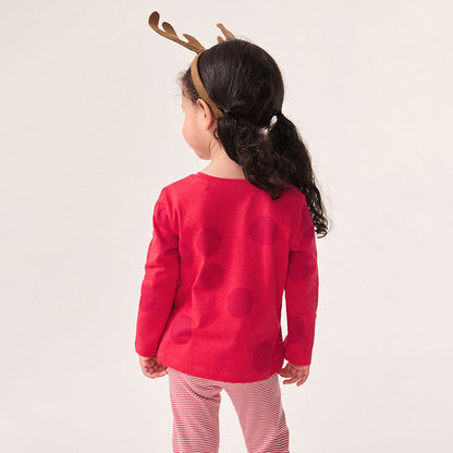 MyKids-USA® Spring and Autumn Girls Christmas Cartoon Pattern Sweatshirt and Striped Pants Clothing Set