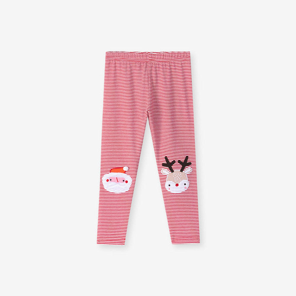 MyKids-USA® Spring and Autumn Girls Christmas Cartoon Pattern Sweatshirt and Striped Pants Clothing Set