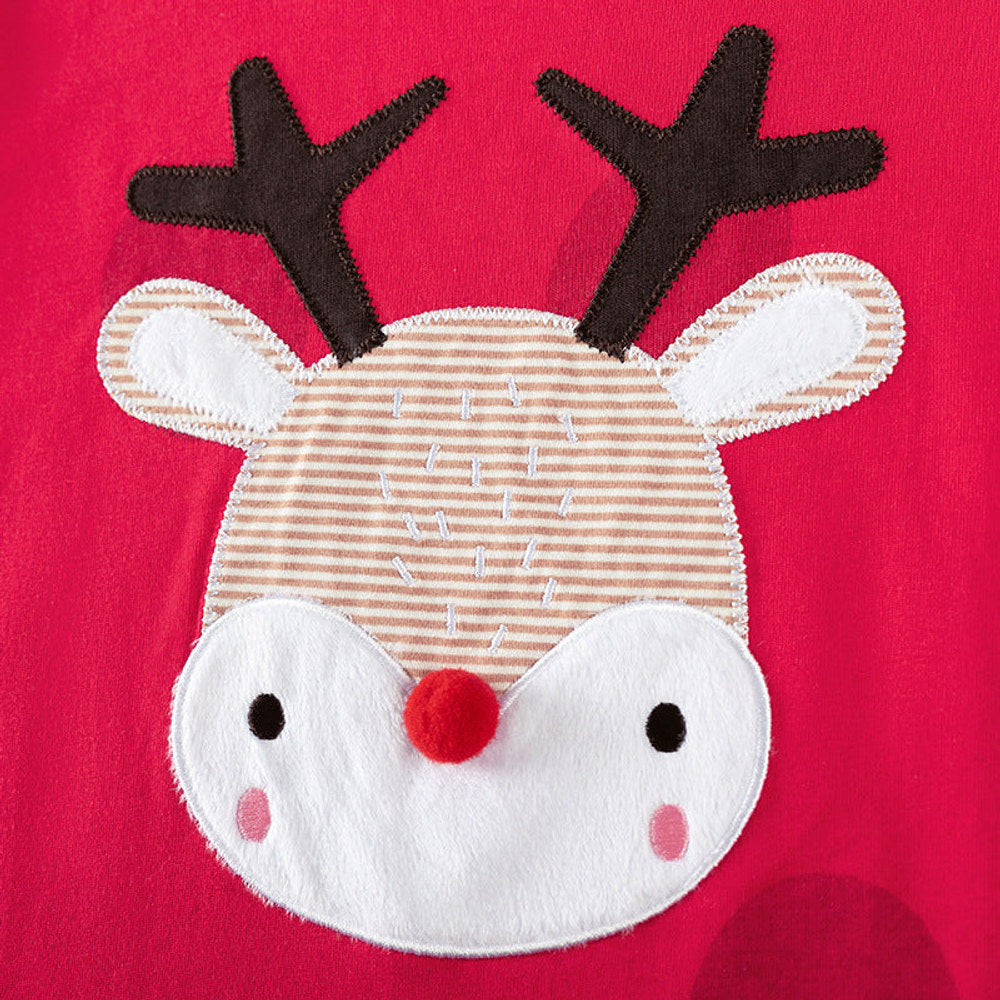 MyKids-USA® Spring and Autumn Girls Christmas Cartoon Pattern Sweatshirt and Striped Pants Clothing Set