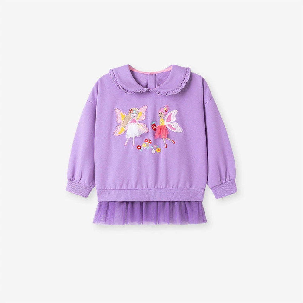 MyKids-USA® Girls Fairy Cartoon Pattern Long Sleeves Sweatshirt and Purple Pants Clothing Set
