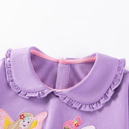 MyKids-USA® Girls Fairy Cartoon Pattern Long Sleeves Sweatshirt and Purple Pants Clothing Set