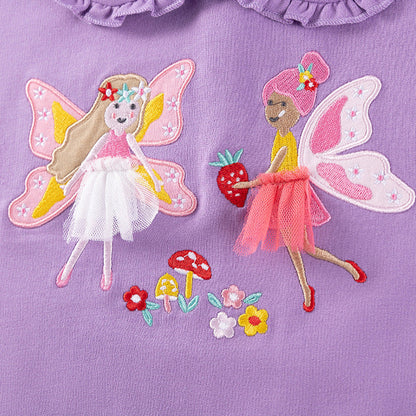 MyKids-USA® Girls Fairy Cartoon Pattern Long Sleeves Sweatshirt and Purple Pants Clothing Set