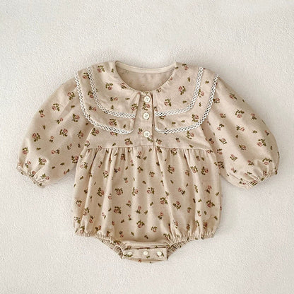 MyKids-USA® Baby Girls French Style Flowers Pattern Long-sleeved bodysuit and Dress – Princess Sister Matching Set