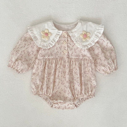 MyKids-USA® Baby Girls French Style Flowers Pattern Long-sleeved bodysuit and Dress – Princess Sister Matching Set