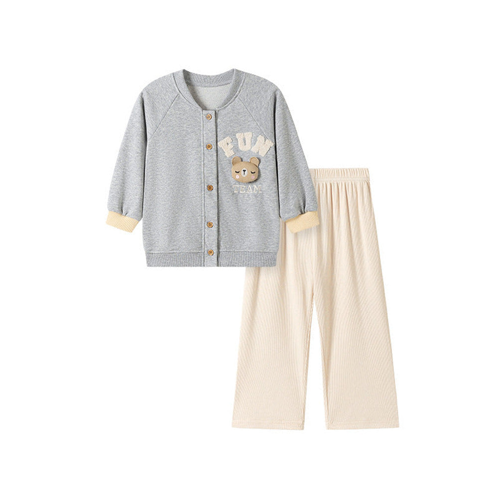 MyKids-USA® Girls Animals Cartoon Pattern Long Sleeves Coat and Beige Pants Clothing Set