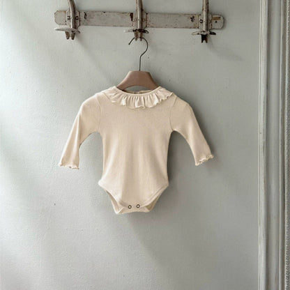 MyKids-USA® Baby Unisex Solid Color Long Sleeves bodysuit with Ruffle Collar