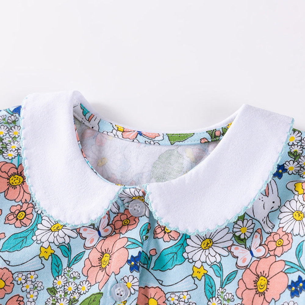 MyKids-USA® Colorful Flowers Cartoon Pattern Long Sleeves Dress for Stylish Girls