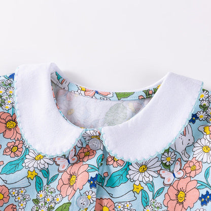 MyKids-USA® Colorful Flowers Cartoon Pattern Long Sleeves Dress for Stylish Girls