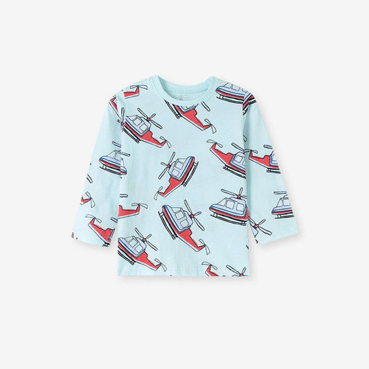 MyKids-USA® Kids Boys Helicopters Cartoon Pattern Crew Neck Long Sleeves Top Sweatshirt