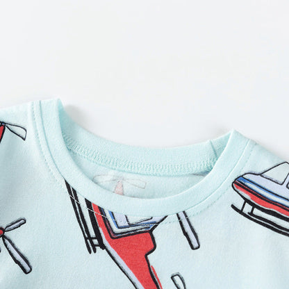 MyKids-USA® Kids Boys Helicopters Cartoon Pattern Crew Neck Long Sleeves Top Sweatshirt
