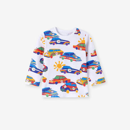 MyKids-USA® Kids Boys Cars Cartoon Pattern Crew Neck Long Sleeves Top Sweatshirt