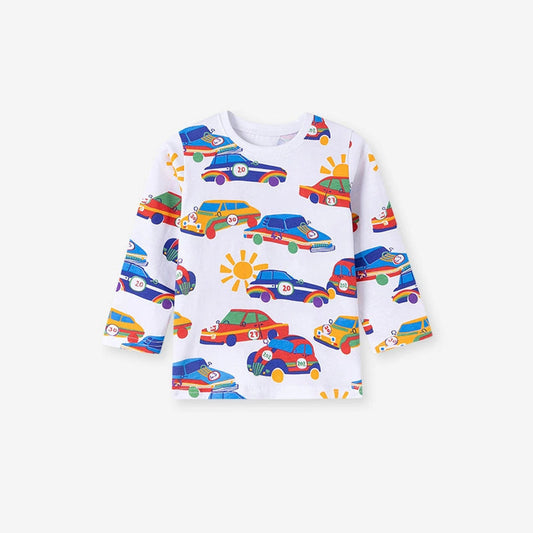 MyKids-USA® Kids Boys Cars Cartoon Pattern Crew Neck Long Sleeves Top Sweatshirt