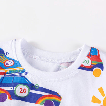 MyKids-USA® Kids Boys Cars Cartoon Pattern Crew Neck Long Sleeves Top Sweatshirt