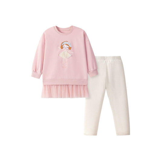 MyKids-USA® Girls Princess Cartoon Pattern Long Sleeves Sweatshirt and Plain Pants Clothing Set