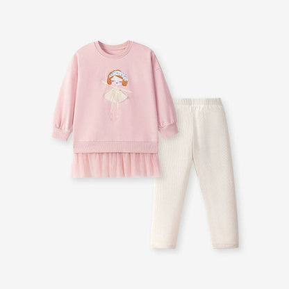 MyKids-USA® Girls Princess Cartoon Pattern Long Sleeves Sweatshirt and Plain Pants Clothing Set